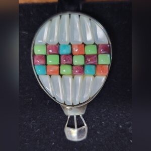 Multicolor Inlay Hot Air Balloon Vintage Pendant - Colorful Tile Design